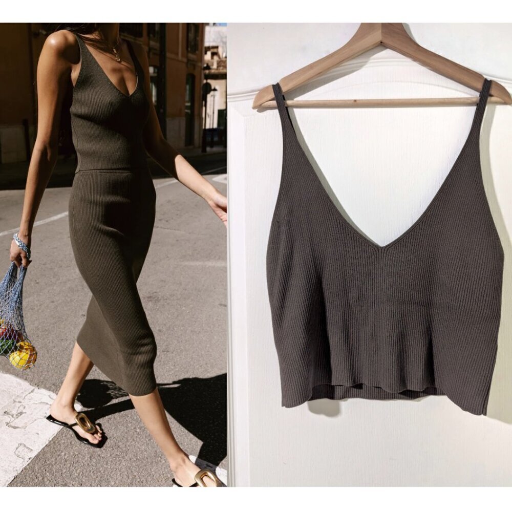 NEW! Frank and Oak | The Rib-Knit V-Neck Tank Top In Green